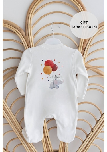 Lilabio %100 Organik Isme Özel Isimli 10lu Hastane Çıkışı Fil Ekru