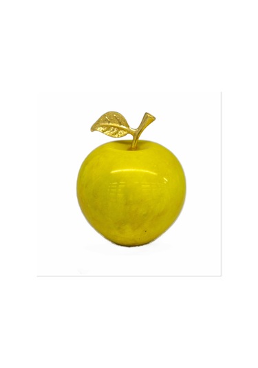 Sarı Elma Fiğürü - Doğal Mermer Taşı Boyamasıdır