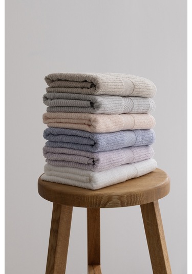 Ivory Bej Fitilli Mikro Fiber %100 Pamuk 2li Banyo Havlusu Seti 5 Bej