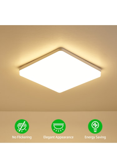 Tenfowee 24w Led Tavan Lambası - 6500k Beyaz Işık, 2160 Lümen Parlaklık, 180x180mm Kare Tasarım Beyaz