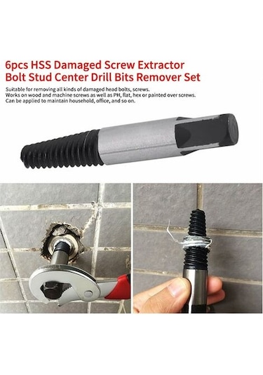 Saplama Çıkarma Seti 6 Parça Hasarlı Cıvatalar Veya Vidalar İçin Vida Çıkarma Aparatı