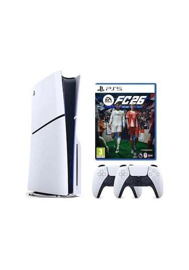 Playstation 5 Slim 1 TB CD'li + 2 Kol Dualsense + PS5 FC26 Oyun (İthalatçı Garantili)