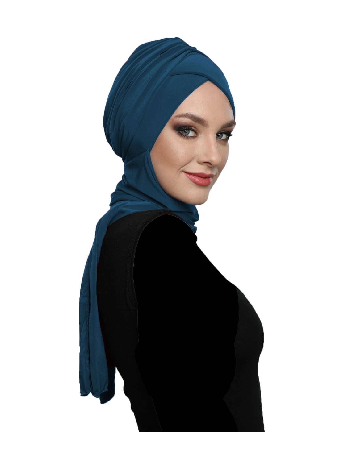 Kardelen Atkılı Astarlı Petrol Hazır Türban Tesettür Havuz Ve Dış Bone Petrol