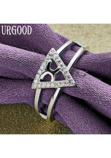 925 Ayar Gümüş Üçgen Yüzük Hediye Moda Takı