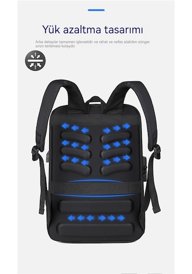 15,6 İnç Sert Kabuklu İş Erkekleri Şifreli Kilitli Çanta- Mavi