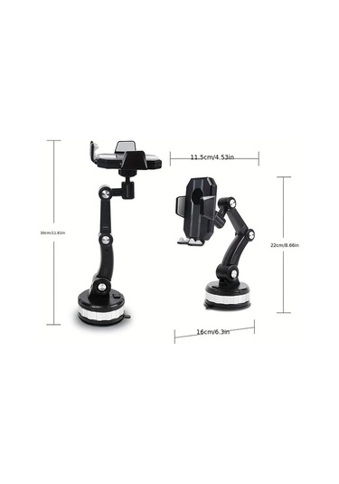 Primepickings Black 360 Derece Dönebilen Çok Fonksiyonlu Evrensel Araç Telefon Tutucu