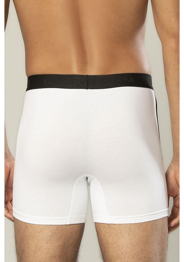 Erdem Beyaz Pamuk Elastan Uzun Boxer 1417 Beyaz