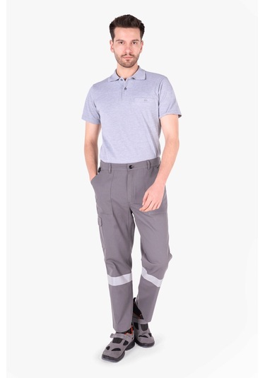 Reflektörlü Harman İş Pantolonu Gri