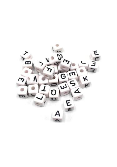 Harf Boncuk Akrilik Küp 10 Mm Beyaz 500 Gr