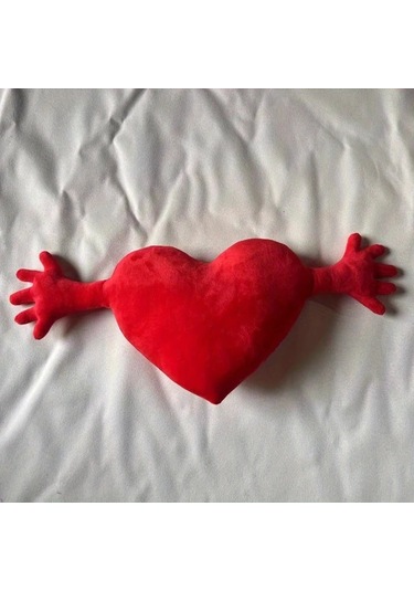 Gateesat 1 Adet Romantik Kırmızı Kalp Yastığı Mikrofiber Sevgili Yastığı Dekoratif Yastık Kırmızı