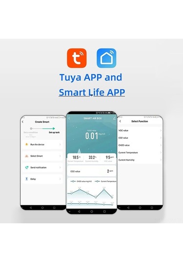 Supermarket1 Zigbee Akıllı Hava İzleyici: Formaldehit, Co2, Voc, Sıcaklık & Nem, Alexa & Google Home, Alarm, Gri