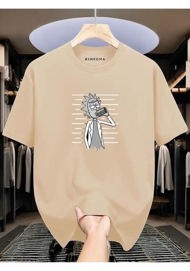 Adam Baskılı Oversize T-shirt Bej