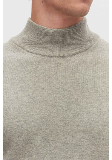 Ds Damat Regular Fit Gri Pamuk Karışımlı Yarım Balıkçı Triko Kazak 5hf06ort16275 Gri