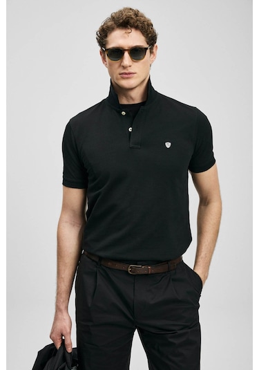 Lufian Laon Smart Siyah Erkek Polo Yaka T-shirt 111040230