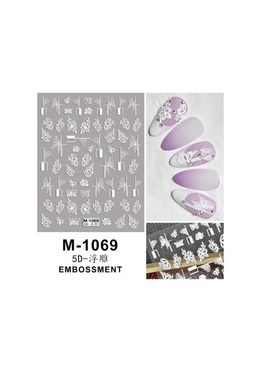 Nail Art Etiketler Çıkartmaları 5d Kabartmalı Kendinden Yapışkanlı Karikatür Çiçek Kelebek Yıldız Tırnak Çıkartmaları Antik Pirinç