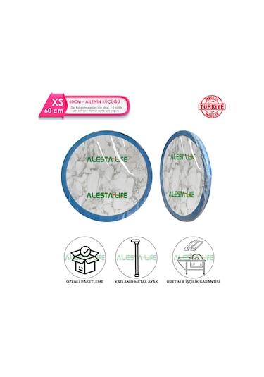 60 Cm Çap - Beyaz Desenli Katlanabilir Yer Sofrası Hamur Açma Tahtası Oyun Masası - 21 Cm Yükseklik Beyaz Mermer 60 Cm Çap - Beyaz Desenli Katlanabilir Yer Sofrası Hamur Açma Tahtası Oyun Masası - 21 Cm Yükseklik Beyaz Mermer
