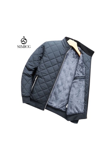 Dik Yakalı, Polar Astarlı, Kalın, Hafif Ve Sıcak Erkek Ceketi Gri