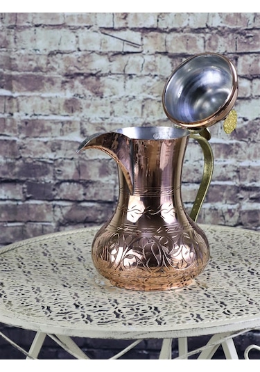 Mırra Büyük Boy Bakır Arap Çaydanlık Sütlük 1.300 Ml Bakır
