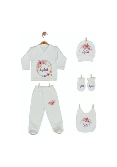 Pia Baby Gl 1923-05 İsme Özel Beşli Zıbın Set Krem