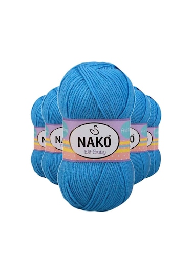 5 Adet Elite Baby El Örgü İpi Tüylenmeyen Bebek Yünü Alaska Mavis