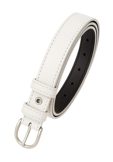 Kadın Kemer Beyaz Deri Kumaş Ve Kot