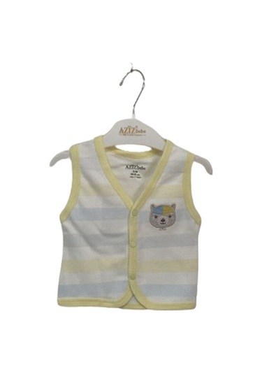Aziz Bebe Ayı Baskılı Renkli Çizgili Bebek Yelek 2432 001