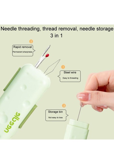 Çok Fonksiyonlu 3'ü 1 Arada İğne İplikleyici Ve İplik Açıcı Ev Taşınabilir El Dikiş Aleti Yeşil