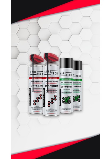 CT-SET4-B  Motosiklet Parlatma ve Zincir Yağlama Spreyi 4'lü Bakım Seti Sprey