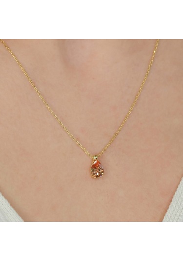 Sitrin Taşlı Gümüş Kolye Gm14