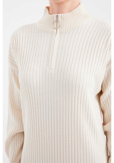 Gabria Fitilli Triko Elbise Ekru