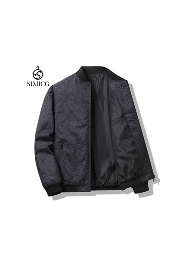 Erkek İlkbahar Ve Sonbahar Beyzbol Yaka Uzun Kollu Günlük Hırka Ceket Gri