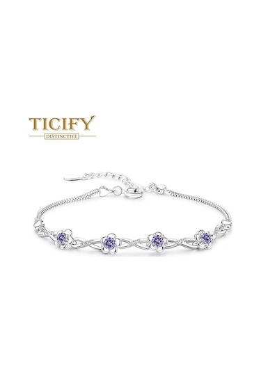 Mor Yeni Zirkon Çiçek Bileklik Moda Basit Bileklik Mor