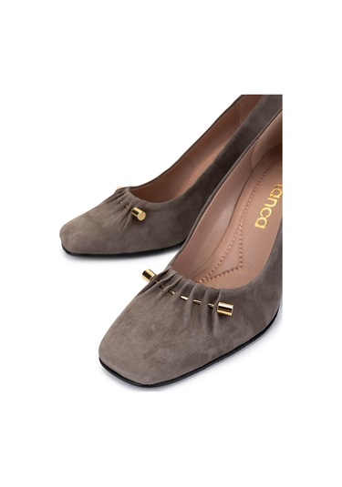 Tamer Tanca Kadın Hakiki Deri Vizon Süet Topuklu Ayakkabı 1129 101 Bn Ayk Sk25-26 Vızon Suet Vizon