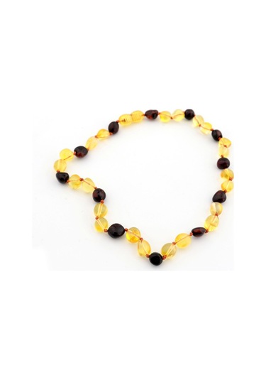 Saatcaddesi Pigado Gerçek Çok Renkli Damla Kehribar Bebek Diş Kolyesi