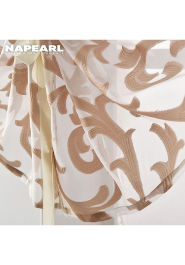 Krem 1 Pc Napearl Avrupa Tarzı Moda Çiçek Pencere Ev Mutfak Jakarlı Kumaş Tül Perde 1pc W80cm X L220cm Krem