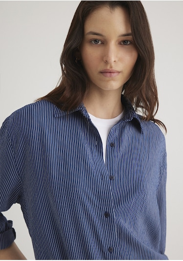 Mavi - Çizgili Lacivert Gömlek 1210683-80736 Lacivert