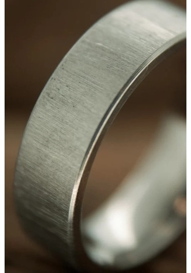 6mm Fırçalanmış Mat Düz Kadın Erkek Çelik Alyans Yüzük Cl46 Beyaz