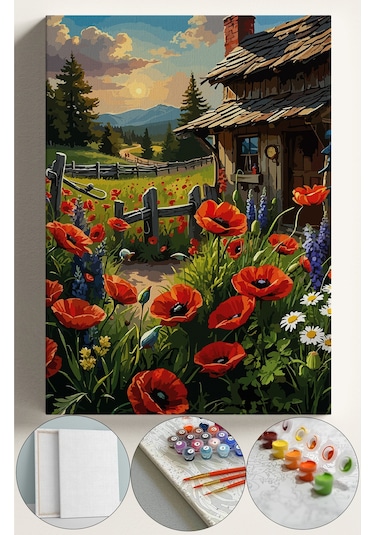 Sayılarla Boyama Seti Numaralı Tuval Fırça Boya 40x50 Cm - Gelincik Evi