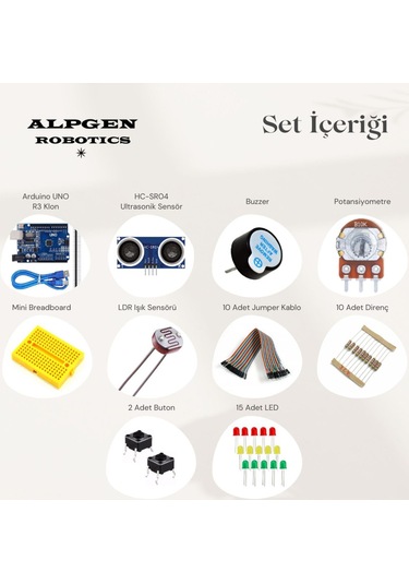 Arduino Uno R3 Robotik Kodlama Başlangıç Seti Proje Kitapçığı Kuşe Kağıt İle Birlikte 8+ Yaş