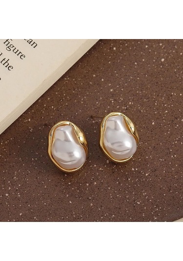 Geeksen Asimetrik Desenli Altın Kenarlı巴洛克 İmitasyon İçin Güzellik Ve Stili Artıran Küçük Kuyumculuk Kolye Gözlük Takı Seti Hediye Önerisi Gold