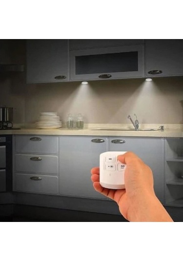 3'lü Kablosuz Uzaktan Kumandalı Yapışkanlı Led Işık Spot Lamba Do