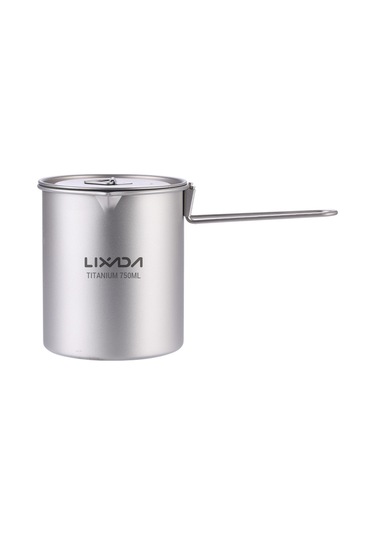 Lixada Kapaklı Ve Saplı Ti Su Bardağı Açık Kamp Çay Bardağı Gümüş