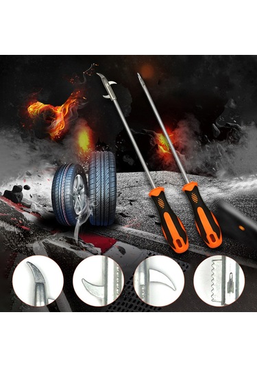 Youtek Taşıma Çantalı Lastik Taş Temizleme Aleti - 3 Yönlü Kanca Ve Cruz Screwdriver İle Çok İşlevli Lastik Bakım Aracı