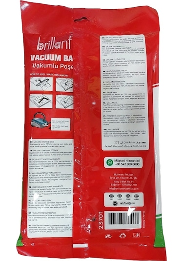 Brillant Vakumlu Hurç, 2li Set, Xlarge Boy 55x90 Şeffaf