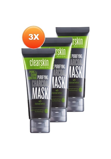 Avon Clearskin Pore Shine Kömür Maske 3 x 75 ML