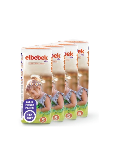 Elbebek Elite Bebek Bezi 5 Numara Junior Fırsat Paketi 112 Adet 4'lü