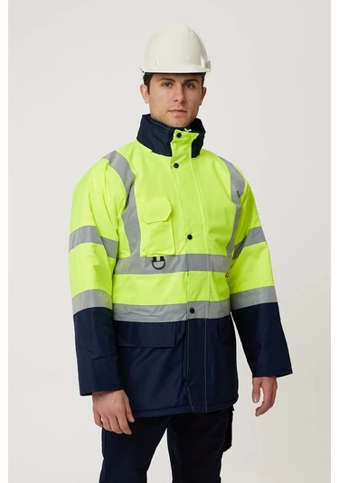Kışlık İş Güvenliği Parkası Neon En Iso 13688 20471 343 Linum F.sarı-lacivert