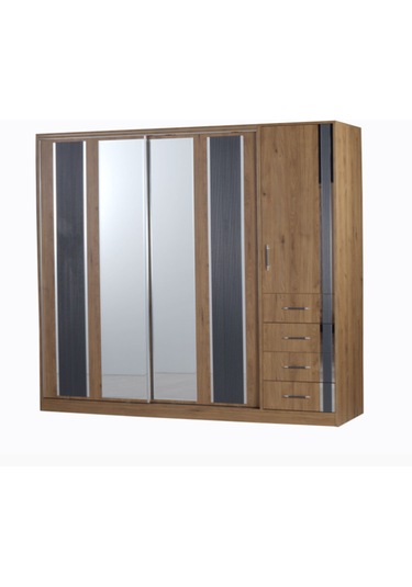 Pırlanta 220 Cm Ceviz Sürgülü Gardırop