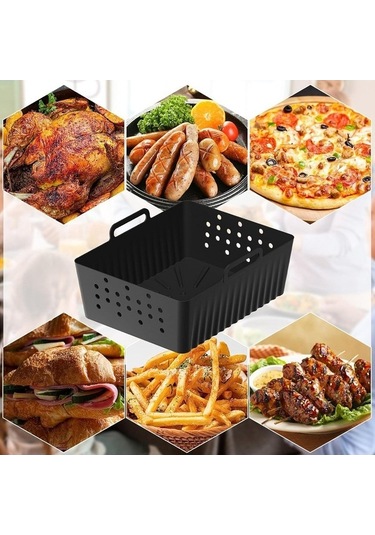 Ulzyvf Sl400uk/sl401 Siyah Silikon Kaplamalı 2'li Air Fryer Yedek Parça Siyah