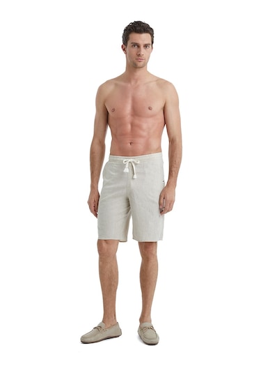 Blackspade Erkek Keten Şort 40460 - Krem